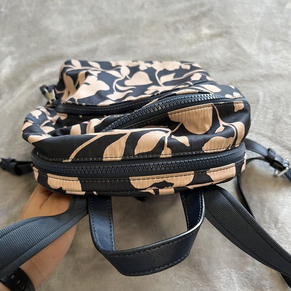 Kate Spade New York Backpack Womens Mini Black Beige Floral Print Zip Pockets - Picture 8 of 11